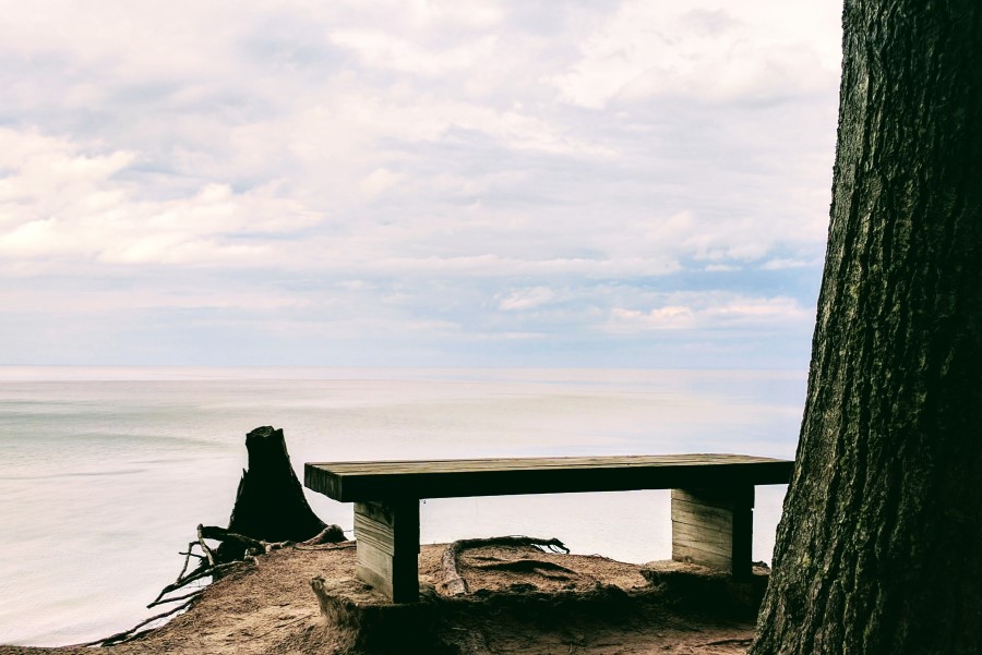 bench overlooking water