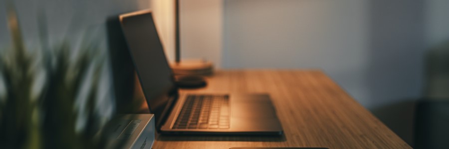 desk with laptop