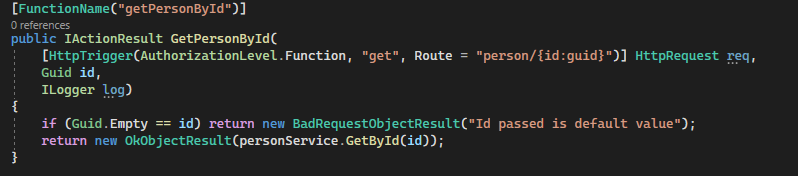web api azure function screenshot
